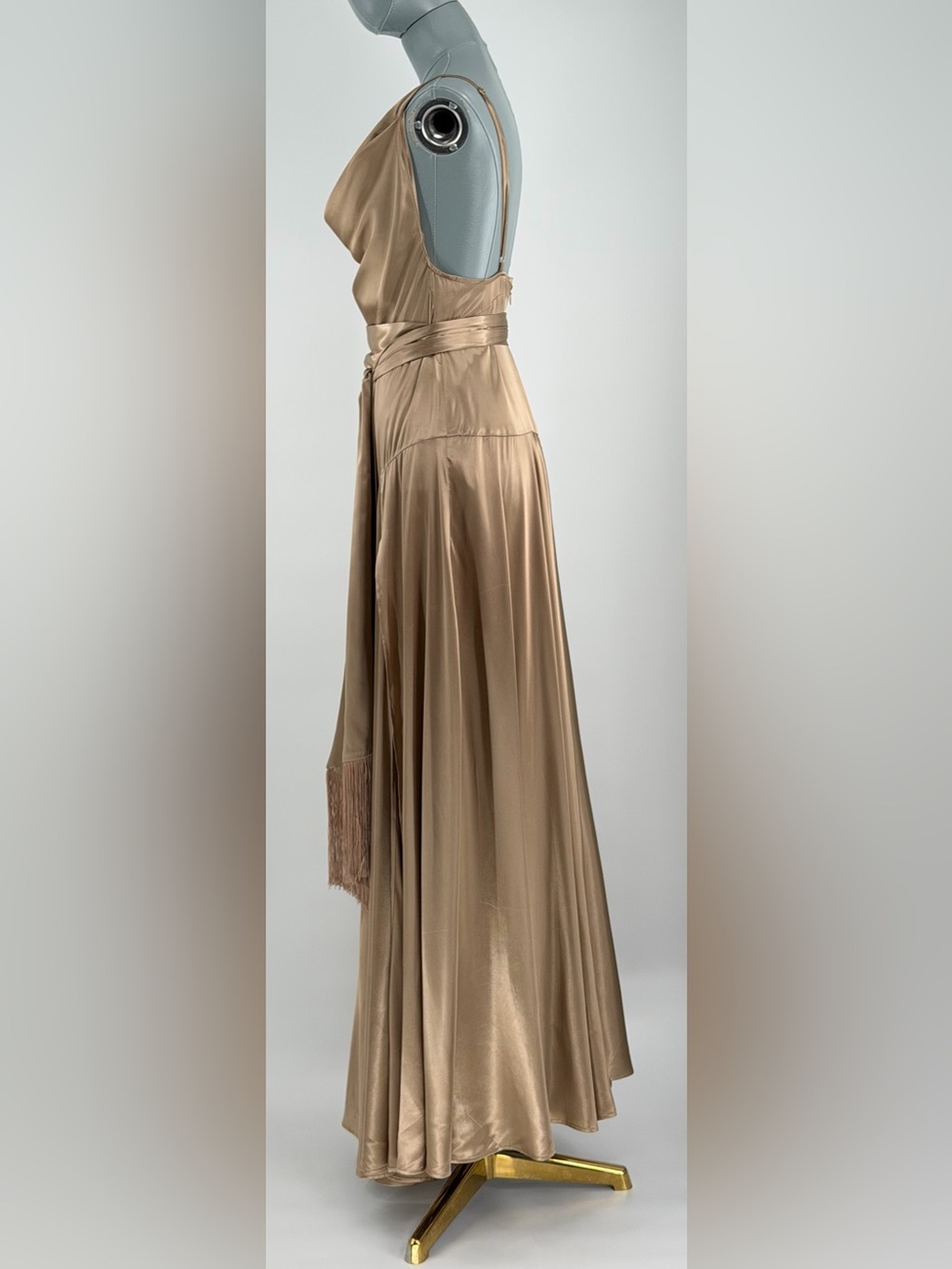🆕 BRONX & BANCO 🧿 NWOT Leo Caramel Silk-Blend Maxi Dress, Sz S US 4 - Picture 9 of 12